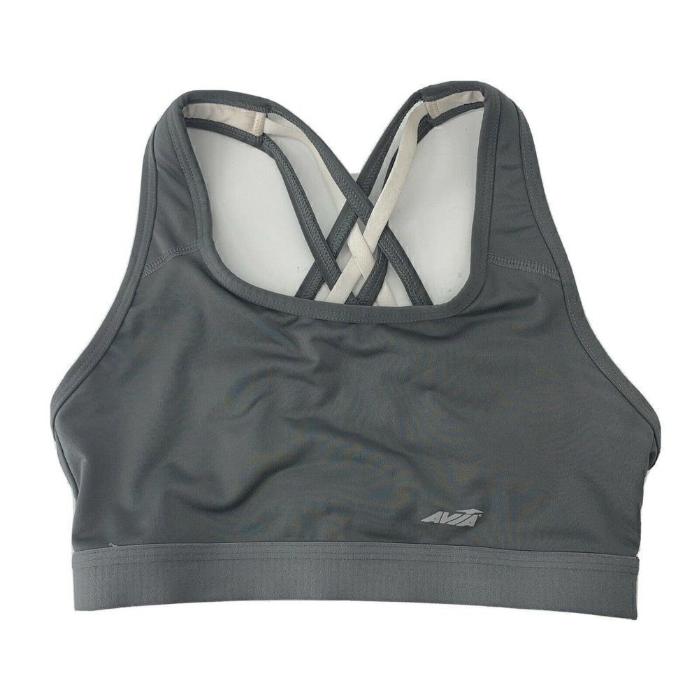 AVIA Gray Strappy Cross Back Sports Bra Small